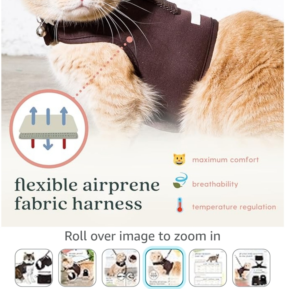 Large brown cat harness,collar and leash (7)